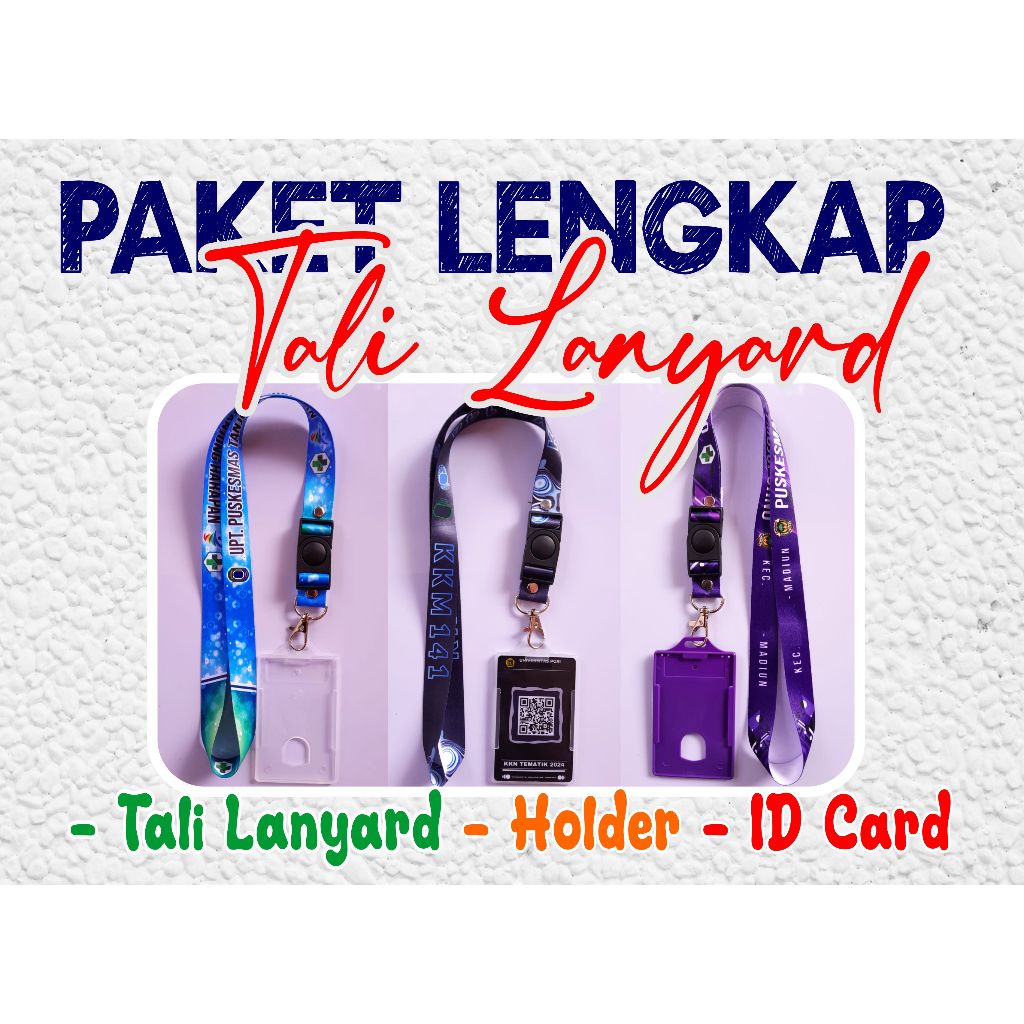 

Tali Lanyard, Holder dan ID Carrd Paket Komplit Siap Pakai Event/Moment