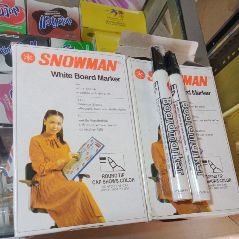 

ORIGINAL...!!! Spidol Snowman White Board Marker Warna Hitam