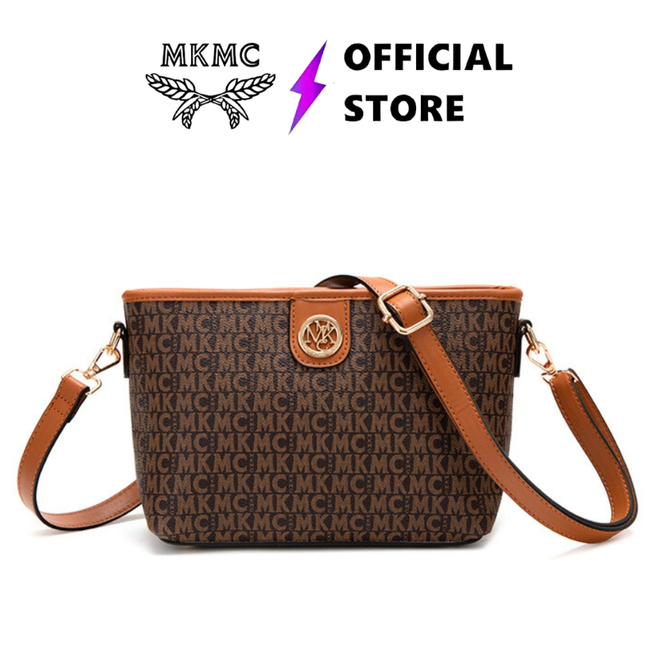 MKMC Tas Selempang Wanita Import Kulit Monogram Terbaru Kekinian Multifungsi Resleting Tas Kerja Wan