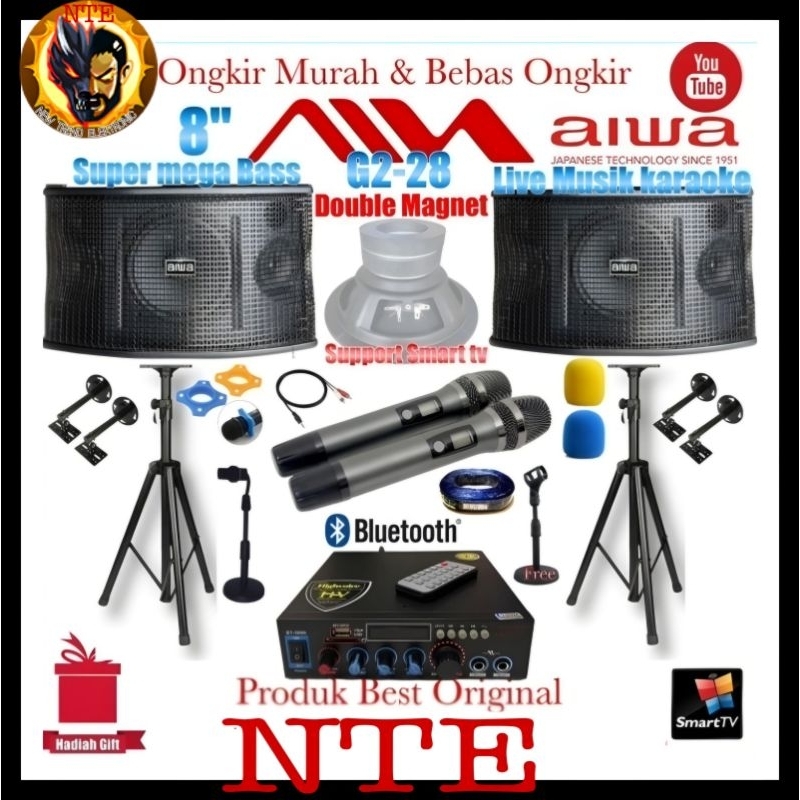 Paket Set Karaoke Sound syatem Aiwa 8 inch Double Magnet G2-28 Import