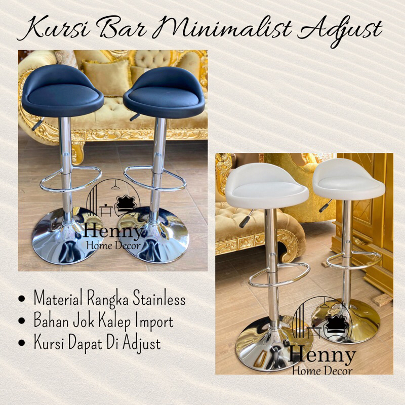 Henny Furniture Kursi Bar Stainless / Kursi Mini Bar / Kursi Bar Minimalist / Sofa Bar
