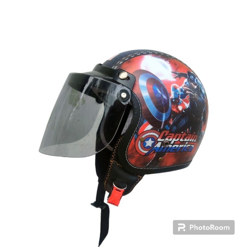 LIMITID EDITION HELM BOGO RETRO ANAK KARAKTER CAPTAIN AMERICA USIA 7-12 TAHUN BISA CODbogo junior/bo