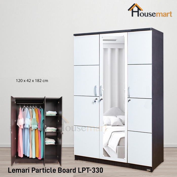 Lemari Pakaian 3 Pintu + Cermin Full Body LPT-330