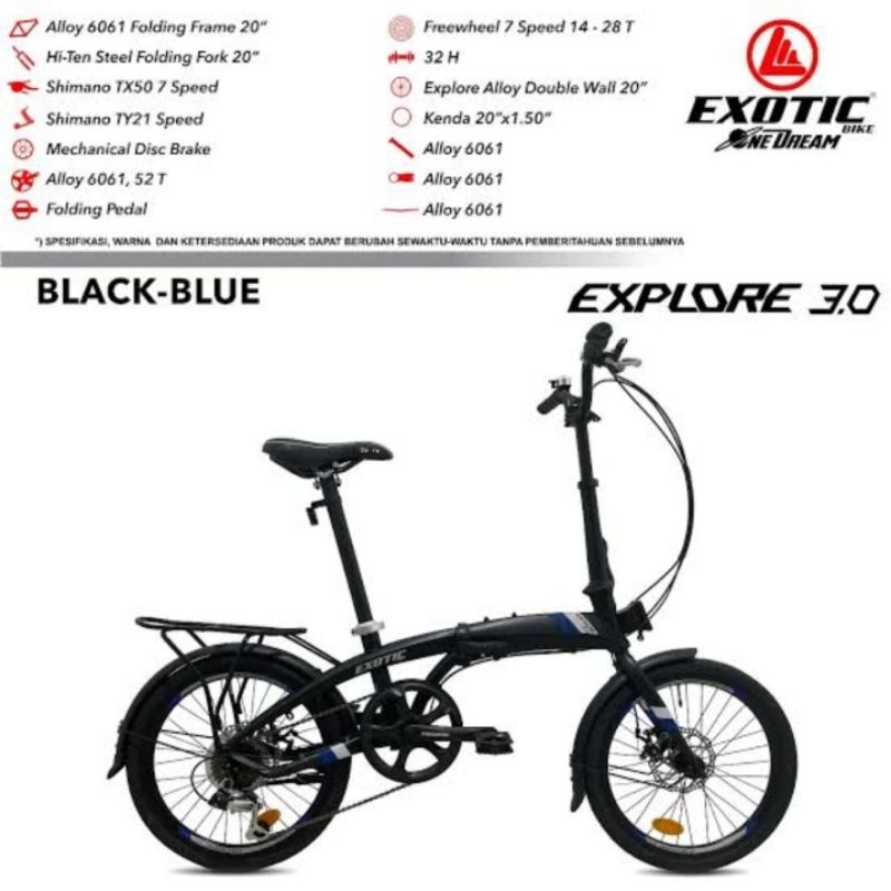 Sepeda Lipat Exotic 20 inch ALLOY 7speed Shimano