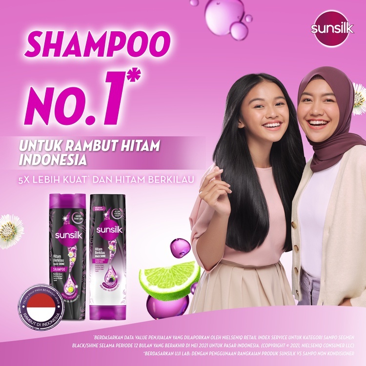 Sunsilk Shampoo Black Shine 160ml-Sunsilk Shampoo Hitam 160Ml