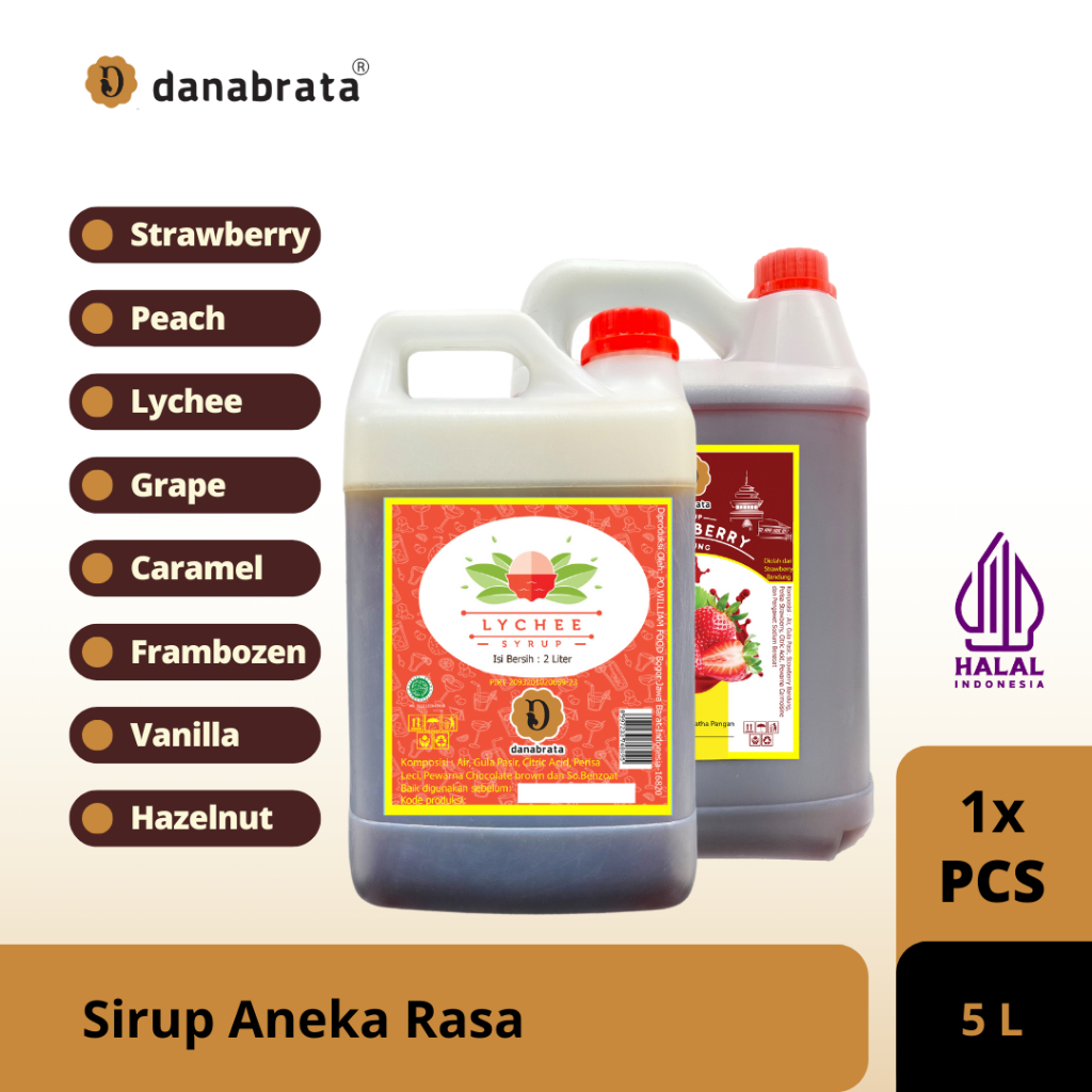 

Danabrata Aneka Sirup untuk Berbagai Minuman 5 liter / Vanilla / Hazelnut / Frambozen / Peach