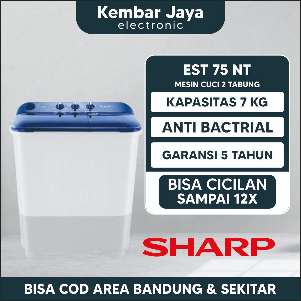 MESIN CUCI SHARP ES-T75NT (7KG) 2 TABUNG PUREMAGIC