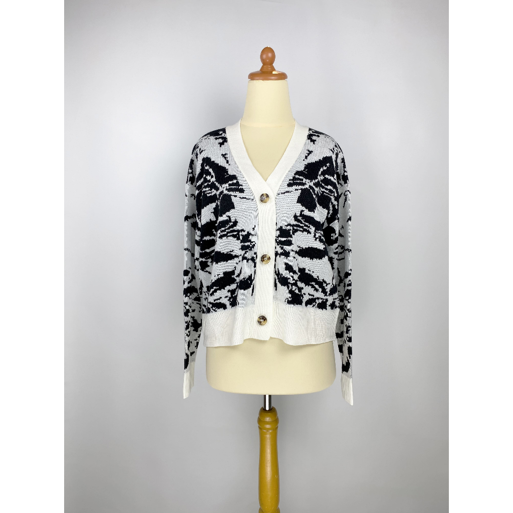 MNG Knit Flores Flower Jacquard Cardigan