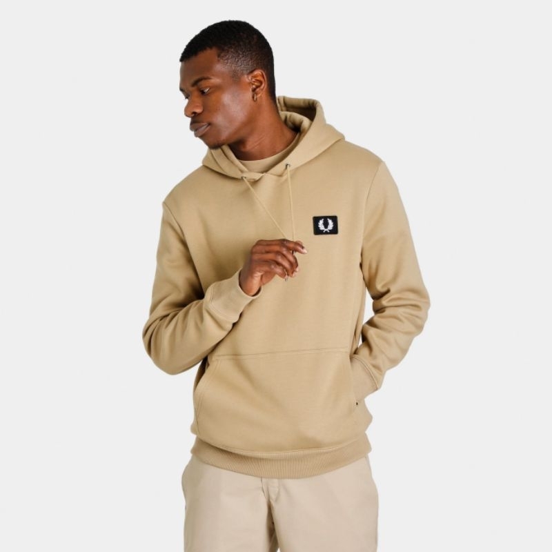 Fred Perry Patch Hoodie Warm Stone Original