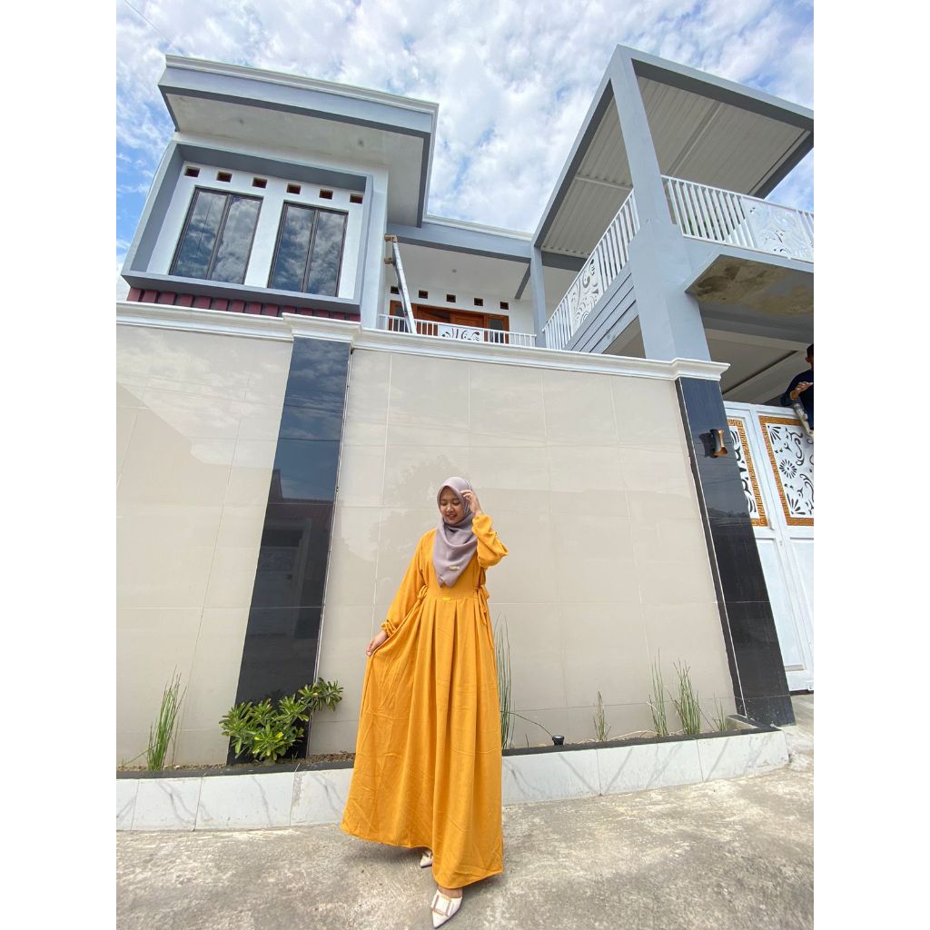 GAMIS NIKITA CRINKLE AIRFLOW TERBARU LD 110CM PB 130-MUSTARD