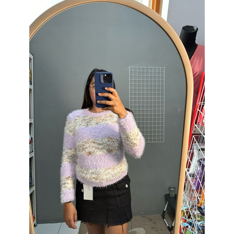 SWEATER KPOP RAJUT BAGUS WARNA UNGU BTS ORIGINAL THAILAND