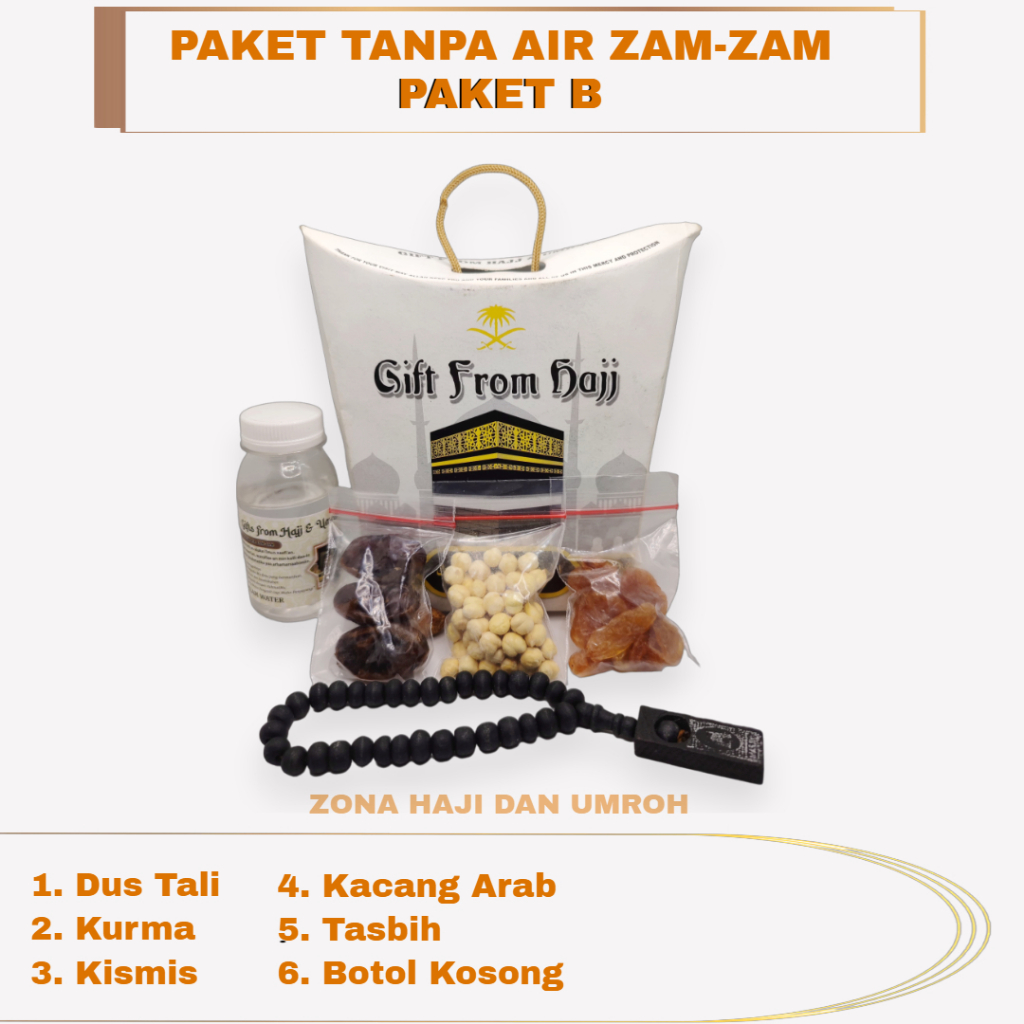

Paket oleh-oleh haji dan umroh TANPA AIR ZAM-ZAM