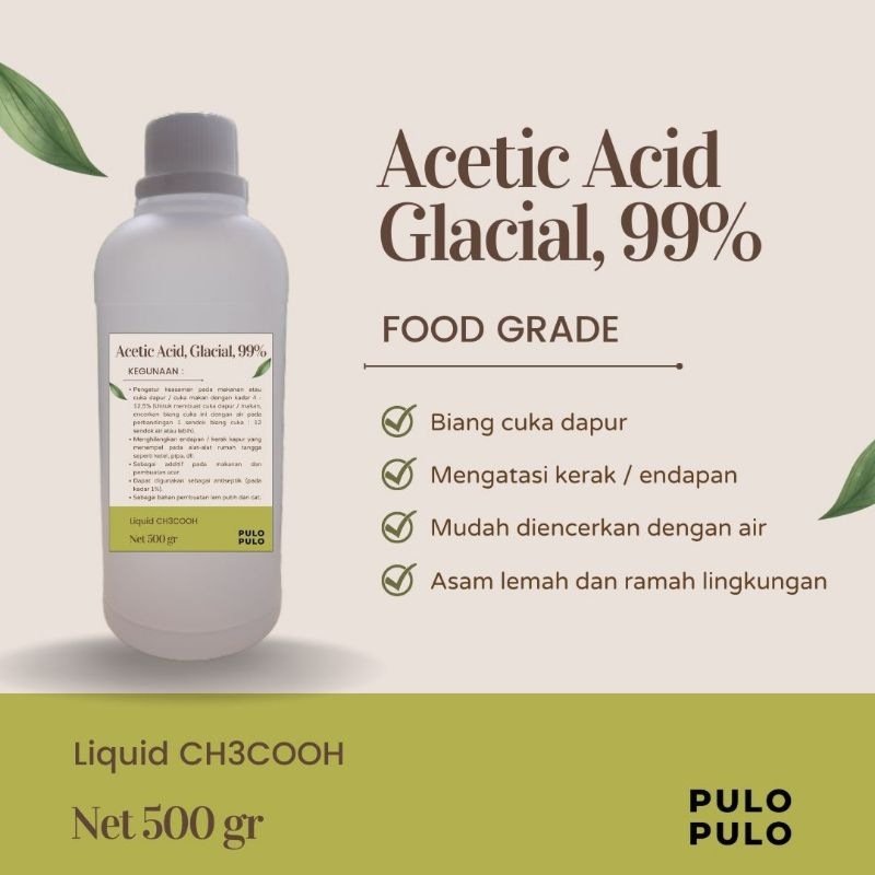 Asam cuka (biang cuka makan/dapur, glasial) food grade 99%