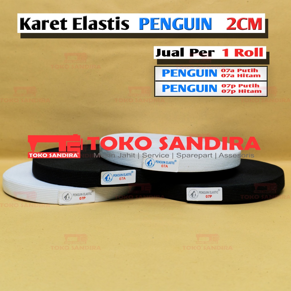 1 ROL KARET 07A/KARET PENGUIN 07P/KARET ELASTIS 2 CM/KARET MURAH/KARET ELASTIC PENGUIN 2 CM/KARET EL