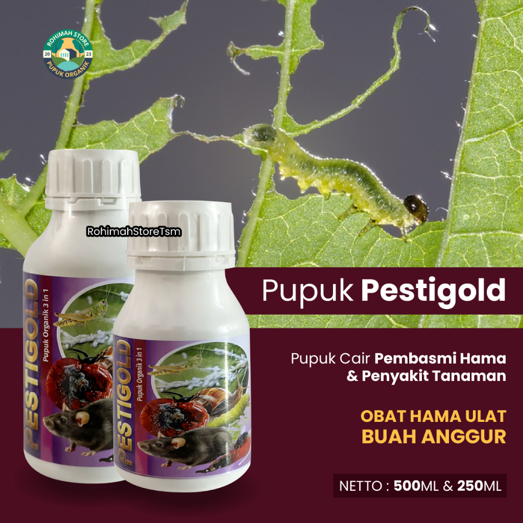 Obat Ulat Daun Anggur PESTIGOLD Terlaris No 1 pembasmi hama tanaman, Obat Pembasmi Hama Ulat Daun da