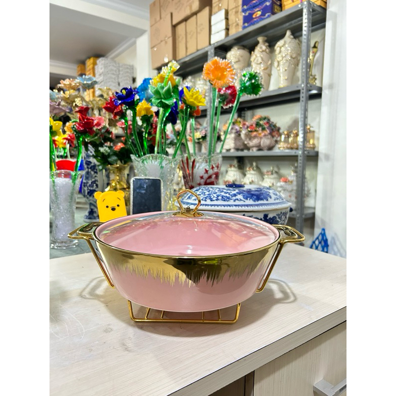 prasmanan bulat pink keramik