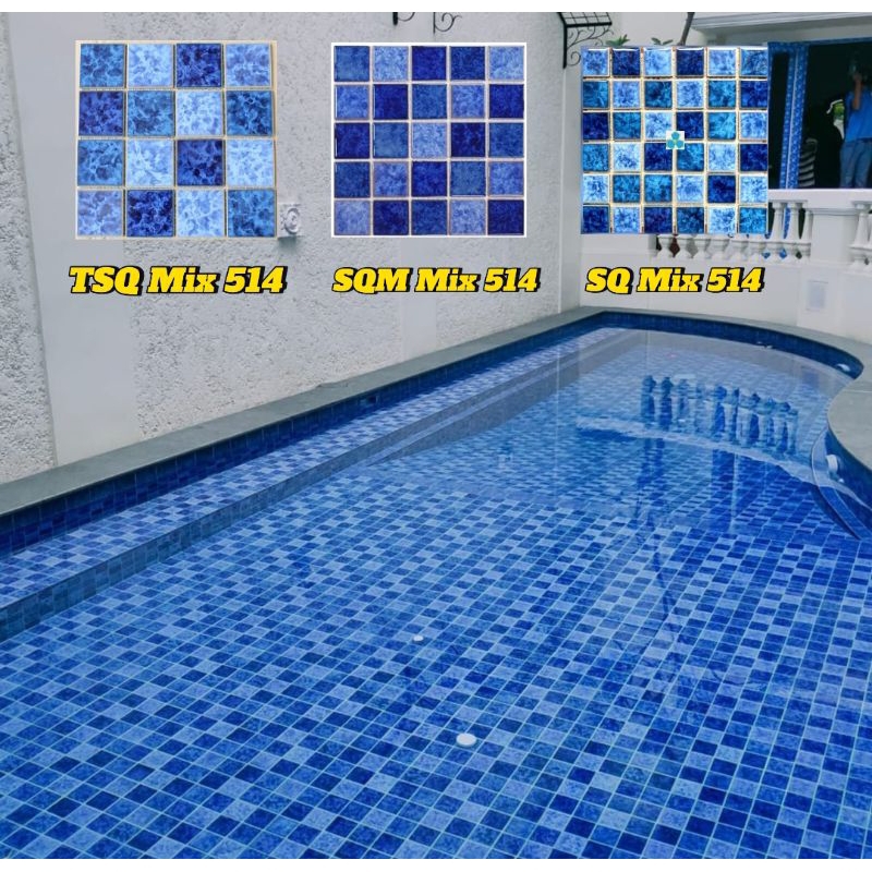 mosaic tile keramik kuda laut mass Tsq mix 514 | Sqm mix 514 | sq mix 514 | mosaic kolam renang