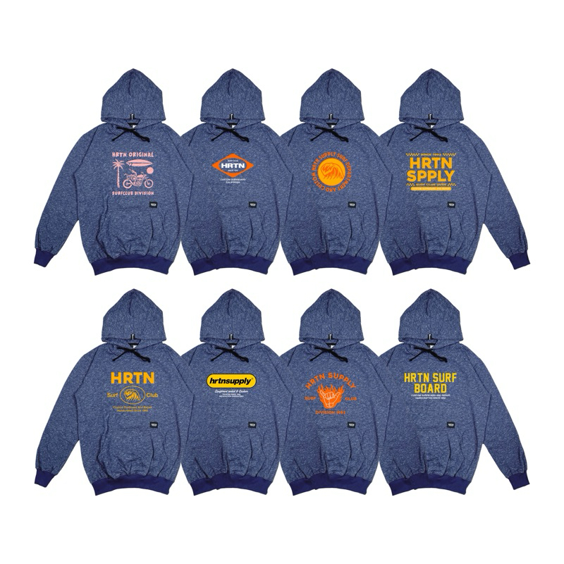 hoodie hrtn bahan fleece cotton spesial colour navy
