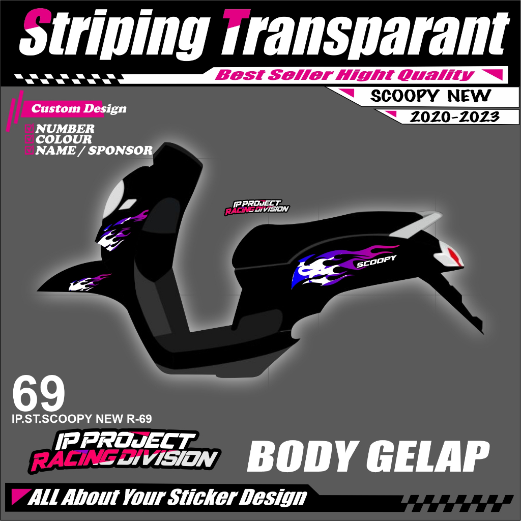 SCOOPY NEW 2020 - 2023 (COD) STIKER STRIPING MOTOR HONDA SCOOPY NEW  2020 - 2023- STIKER LIST SIMPLE