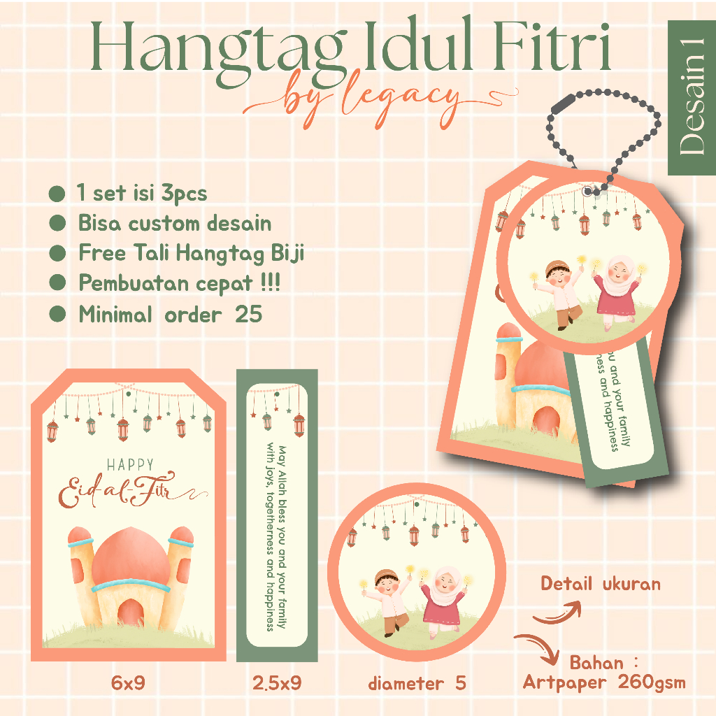 Custom Hang Tag Souvenir Hampers Ramadan / Hang Tag Kue Lebaran / Hang Tag Eid Mubarak Idul Fitri Le