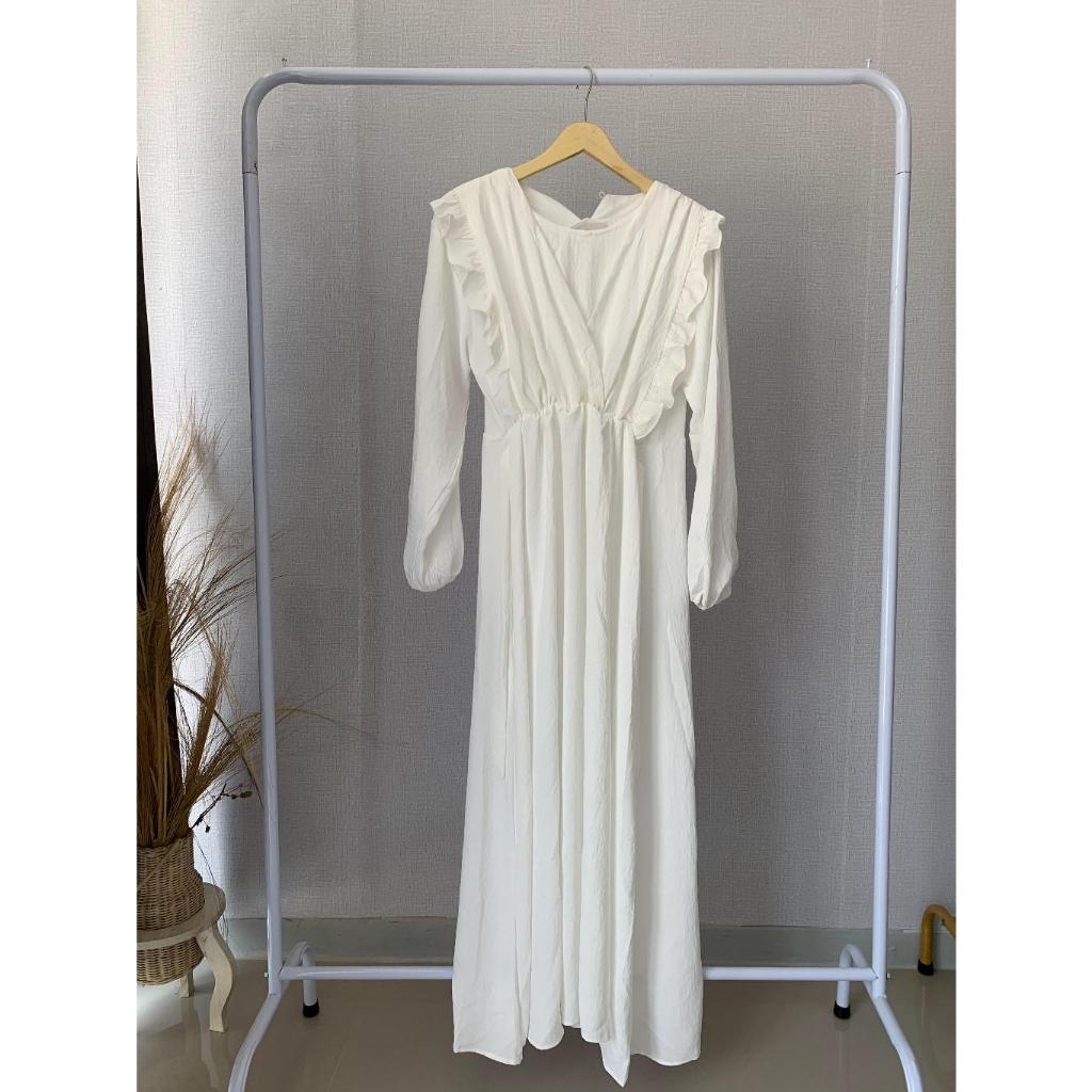 Midi Dress Gamis Crinkle Putih