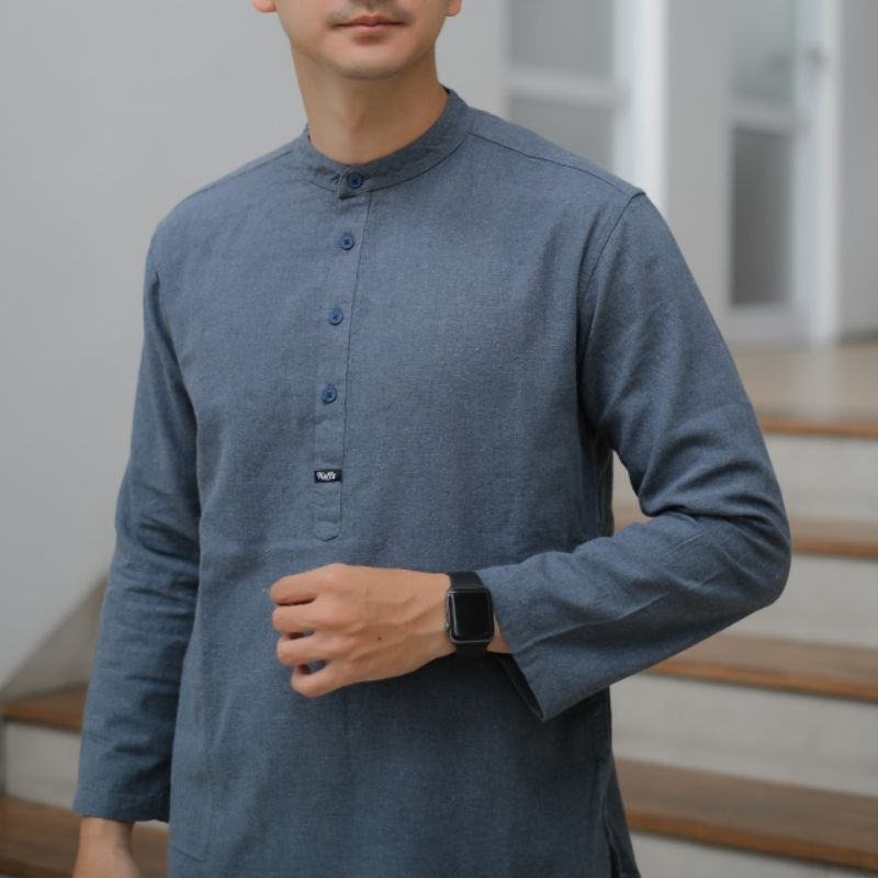 Kemko Lengan Panjang Pria linen Rami Premium