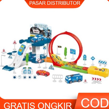 Penjualan Pilihan  Mainan Anak POLICE  TRUCK CATAPULT ASSEMBLE DIY Puzzle Fun DIY Scene