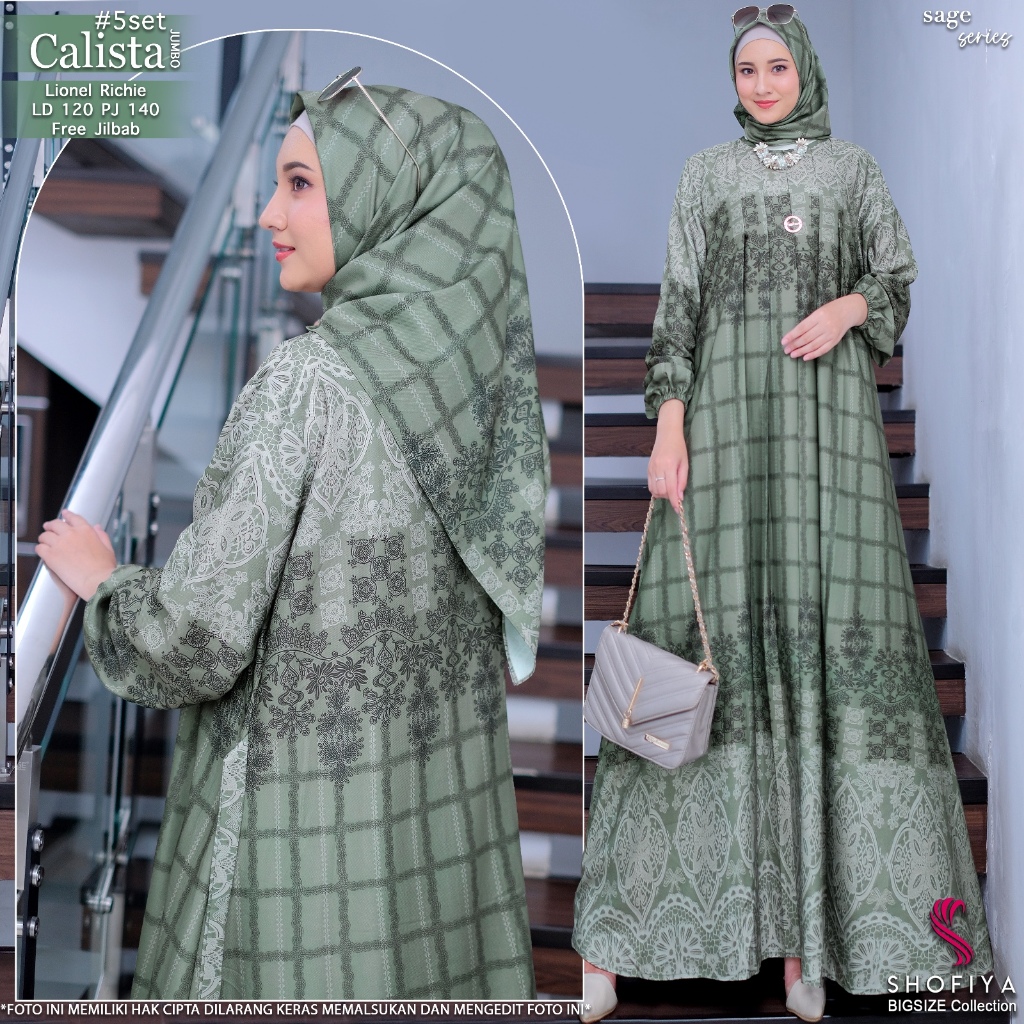 calista#5 gamis dress maxy busana pakaian baju long dres longdres maxi setelan 1 one set free gratis