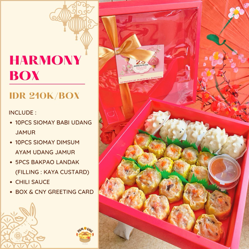 HARMONY BOX - Hampers CNY Imlek Birthday Siomay Babi, Siomay Ayam, Bakpao Landak