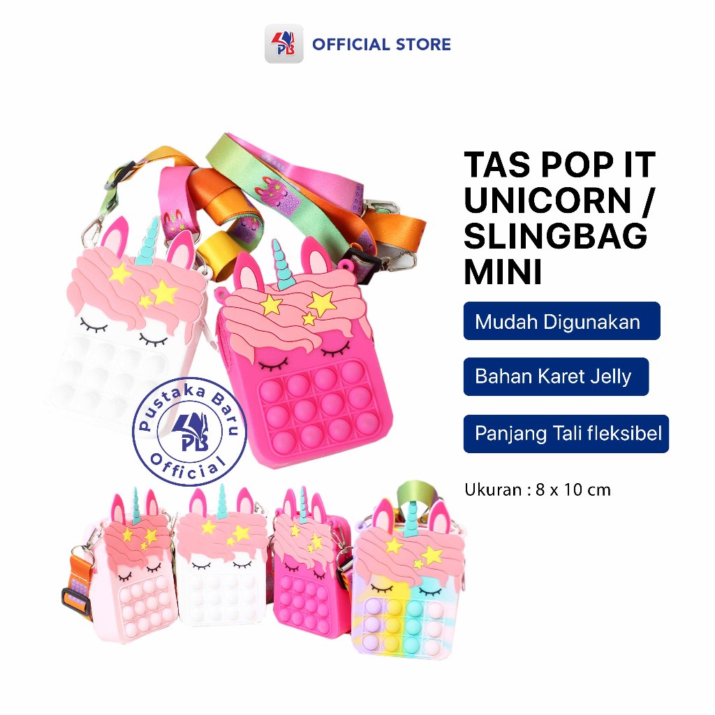 Mainan Pop it / Pop it Murah : Tas Pop It Mainan Anak Perempuan Unicorn Mini Sling Bag Rainbow handb