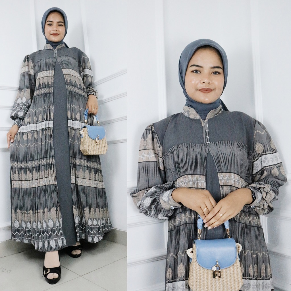 Gamis Wanita Terbaru Anisah Maxy BO Bahan Plisket Crinkle Airflow Size M L XL XXL Dress Kondangan Hi