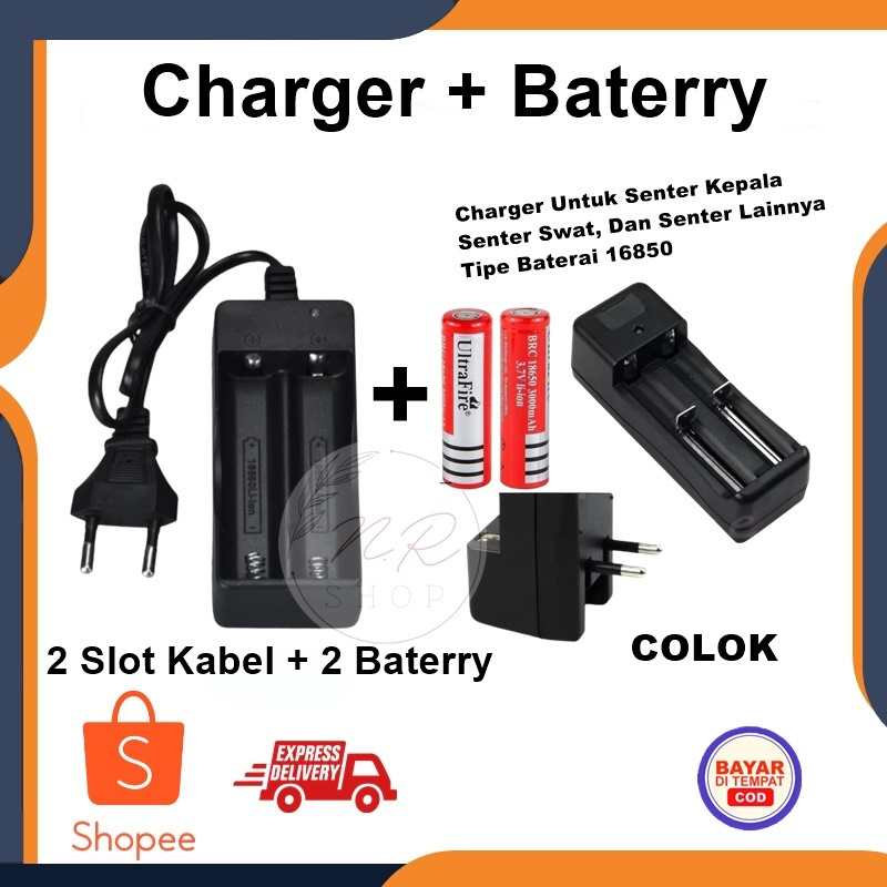 Charger Battery 18650 2 Slot/charger baterai senter 18650