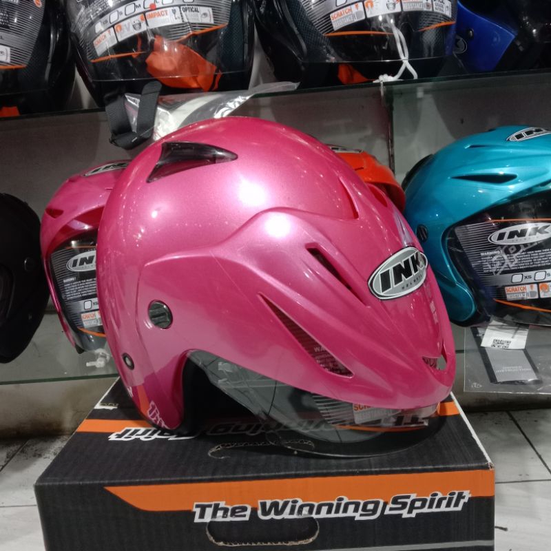 HELM INK CX-22 SPORT SOLID - BRIGHT PINK MET || INK CX-22 ORIGINAL || HELM OPEN FACE || INK CX 22 OR
