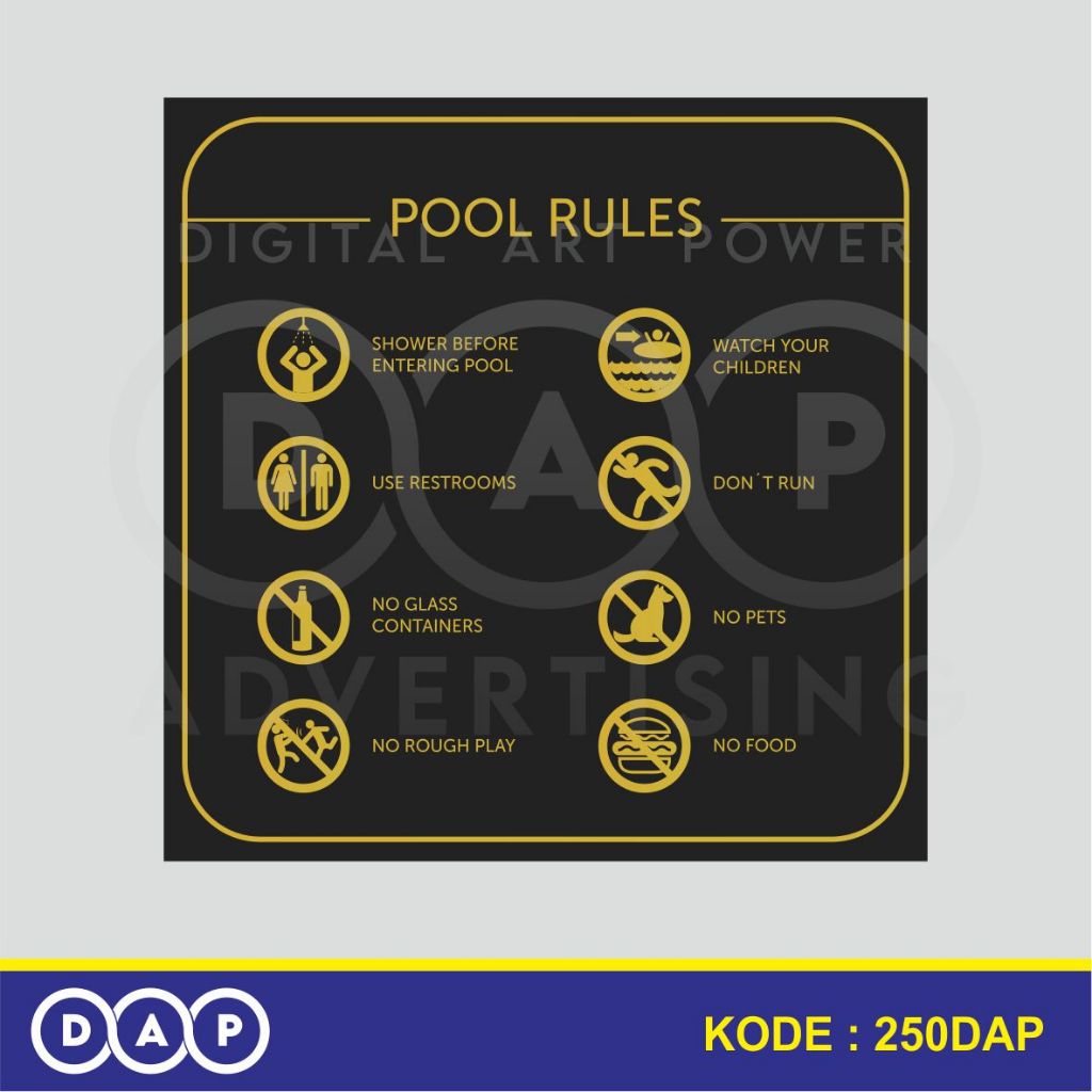 

250 - STIKER ATURAN KOLAM RENANG (GOLD EDITION) - 25 X 25 CM - VYNIL - TERBAIK
