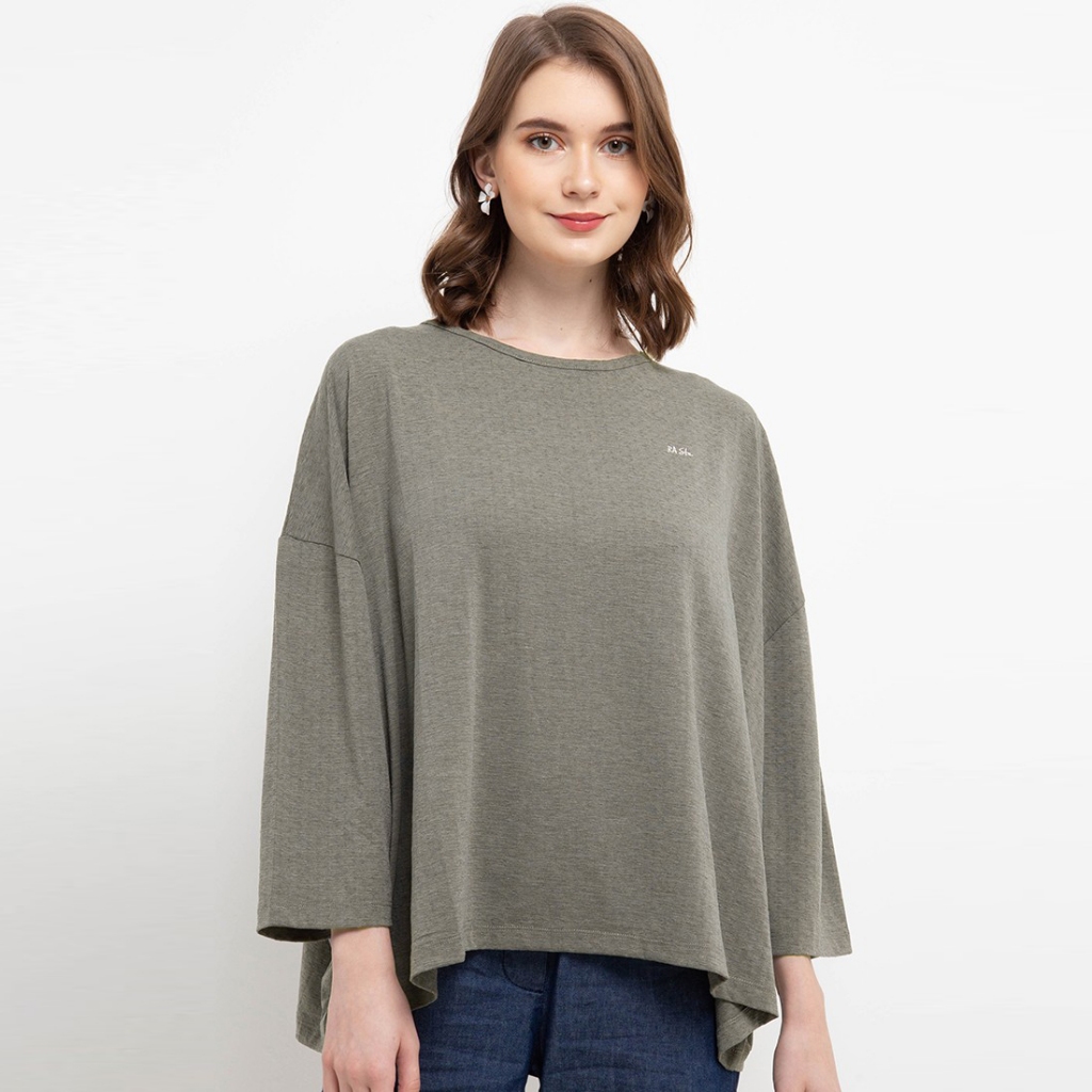 KAOS WANITA OVERSIZED TSHIRT LENGAN PANJANG Mojave Greeny Grey RA STREET