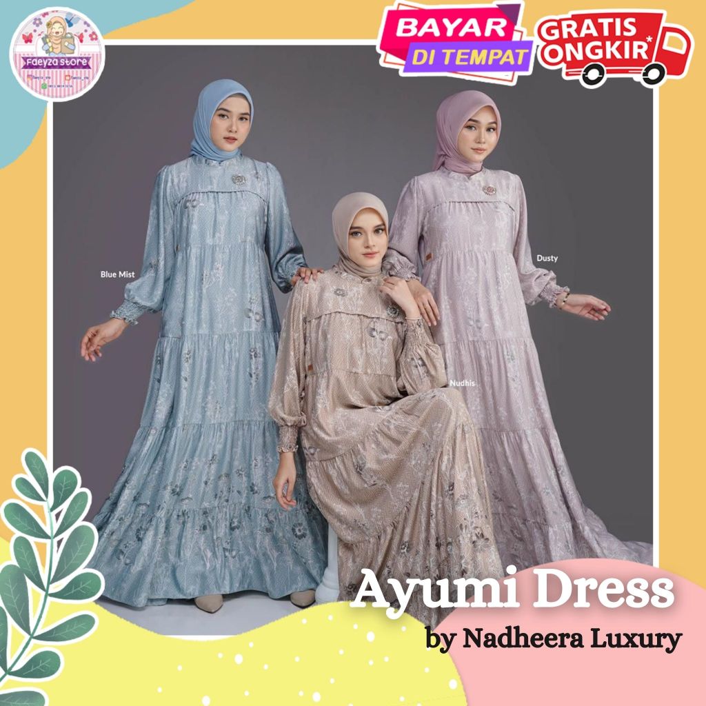 Ayumi Dress ORI by Nadheera Luxury Gamis Terbaru Wanita bahan Silk Premium Jumbo XXL - XXXL Dress Ko