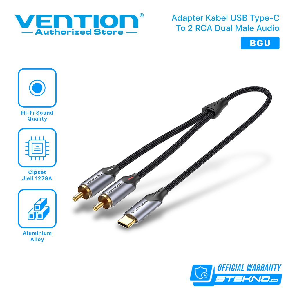 Vention Kabel Usb Type C to 2 RCA Dual Male Audio Adapter