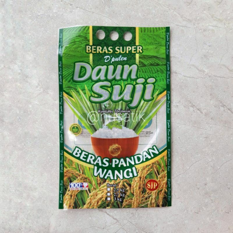 

plastik laminasi 2,5kg 2,7kg 3kg beras daun suji
