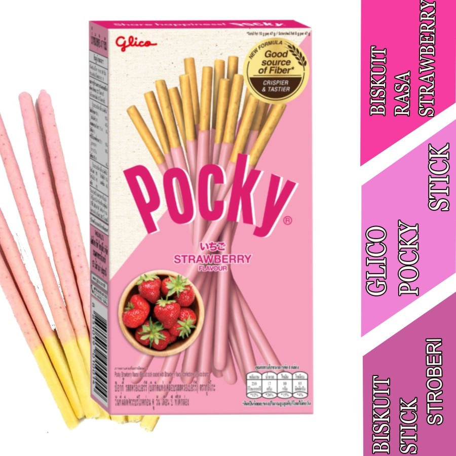 

Rasa Strawberry - Glico Pocky - Biskuit Stick Bersalut Gula - 45gr