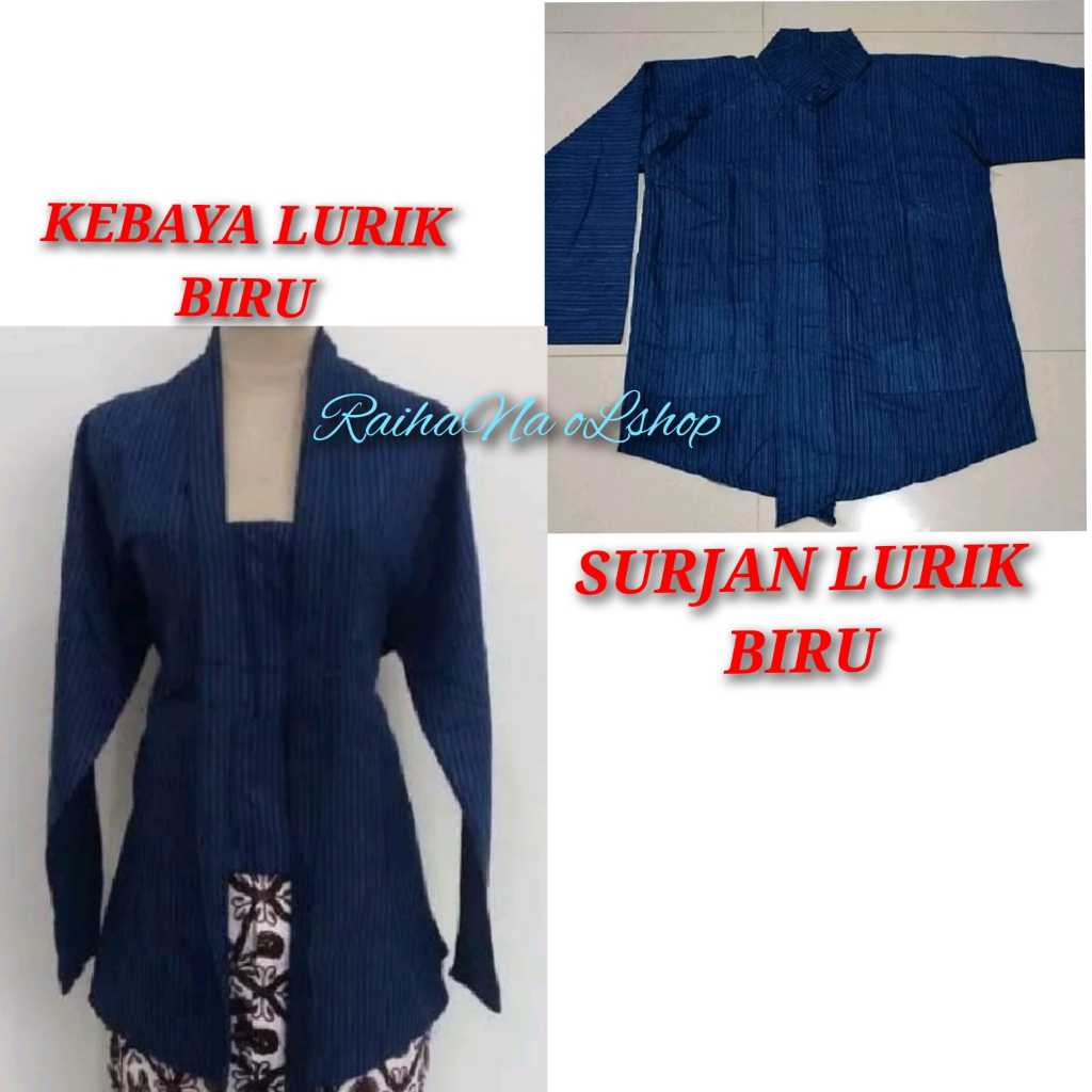 COUPLE BAJU ADAT JAWA | SURJAN LURIK BIRU + KEBAYA LURIK BIRU | COUPLE PAKAIAN TRADISIONAL WANITA & 