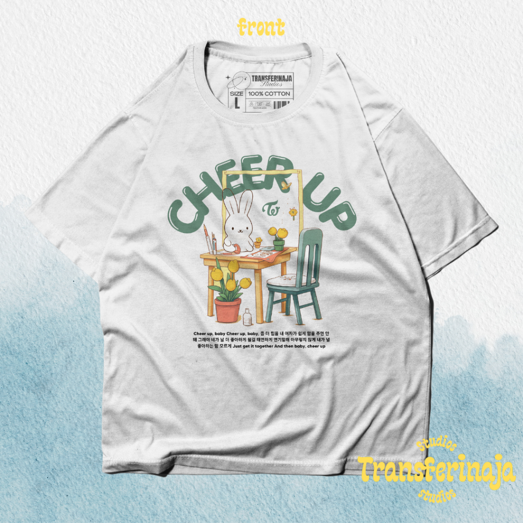 Transferinaja - CHEER UP TWICE - Unisex Oversize Tees - Kaos Oversized Cowok,Cewek,- Korean KPOP T-S