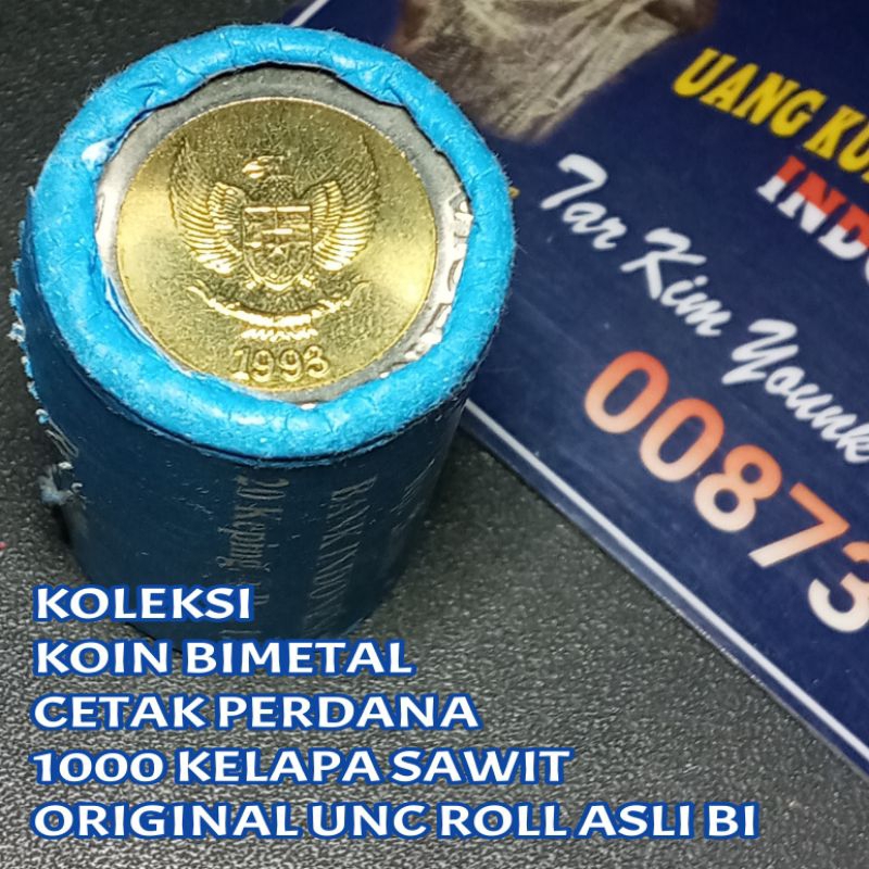 Koleksi Koin 1000 Rupiah Kelapa Sawit Cetak Perdana Tahun 1993 Original Unc Roll Asli BI