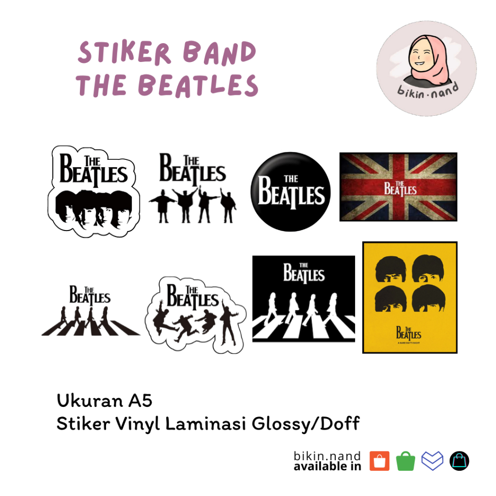 

STICKER PACK BAND The Beatles (HIGH QUALITY) MURAH 8 pcs