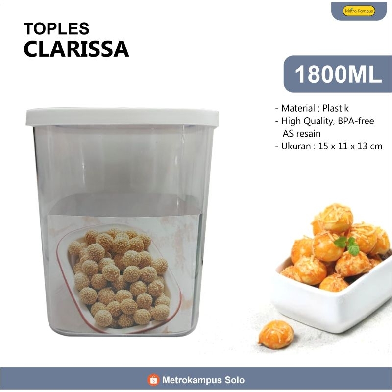 Toples Clarissa 1800ML / Sealware Kotak Tempat Kue Bahan Mika