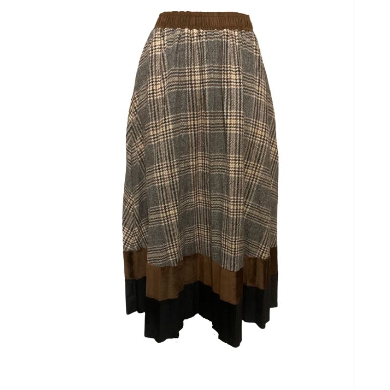 Rok panjang kotak -kotak Coklat hitam / Long Skirt Black Brown / Rok Flanel