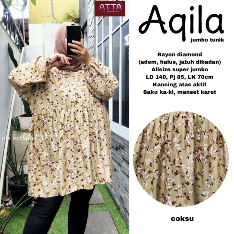 Aqila jumbo tunik//tunik//tunik jumbo//atasan wanita//baju jumbo wanita
