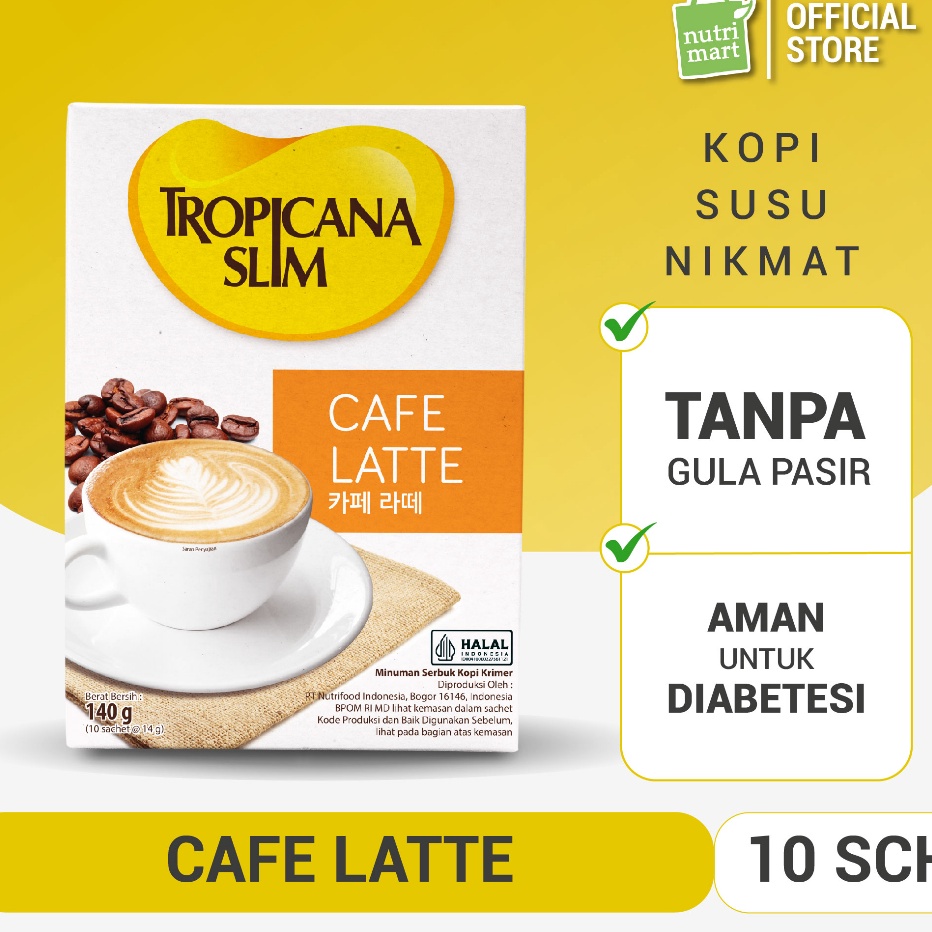 

1111 Tropicana Slim Cafe Latte 1 Sachet 14gr Kopi Susu Nikmat Tanpa Gula Pasir