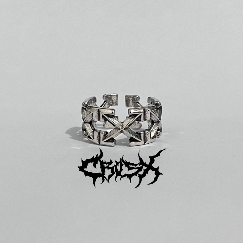 OFF WHITE RING / CINCIN BINTANG ARROW PANAH CINCIN SALIB SUNMOON BULAN / Y2K RETRO VINTAGE CROSS RIN