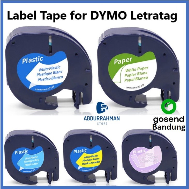 

Dymo Label Tape Printer White Paper Maker Marker LetraTag Plastic Pita Refill Isi Ulang 12mm 1610