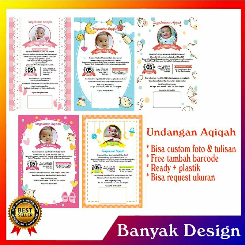 cetak undangan aqiqah / undangan tasyakuran aqiqah / undangan tedak siten / undangan marhabaan 40 ha